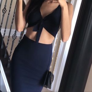 Front Tie Cropped Top and Pencil Skirt Set